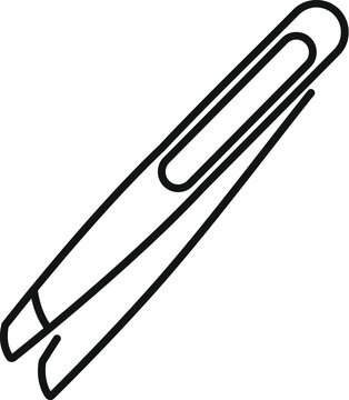 recommend clip art: Simple black and white line drawing of a pair of metal tweezers with a rectangle in the middle, useful for beauty and makeup concepts