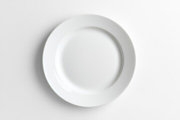 White empty plate isolated on white background with clipping path, top view, flat lay, ai