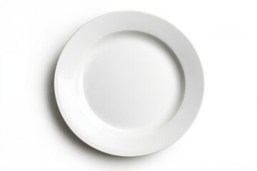 White empty plate isolated on white background with clipping path, top view, flat lay, ai