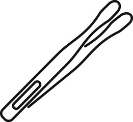 Simple line drawing of a surgical tool clamp holding something very small