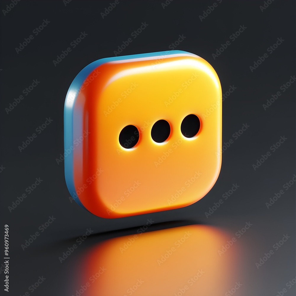 Poster 3d orange and blue rounded square menu button