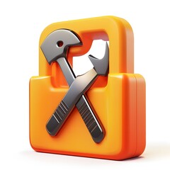 3D Orange Tool Icon - Hammer Wrench Repair