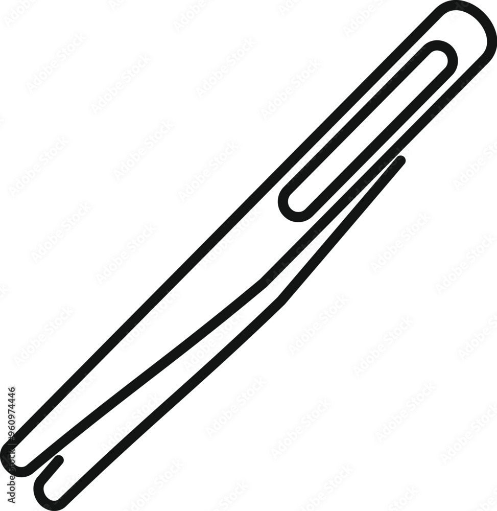 Poster tweezers icon in outline style isolated on white background representing holding or pulling small ob