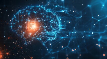 Fototapeta premium Digital Brain with Circuitry and Network Connections