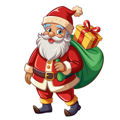Santa Claus Carrying a Bag of Presents for Christmas Festival – A Joyful Celebration of the Holiday Season