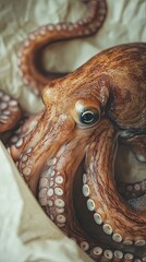 octopus isolated on paper background