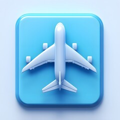 Fototapeta premium Blue Airplane Icon 3D Rendering