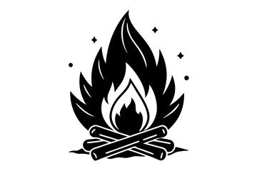 Campfire icon, bonfire vector silhouette, fire vector



