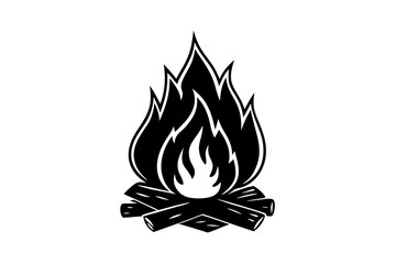 Campfire icon, bonfire vector silhouette, fire vector


