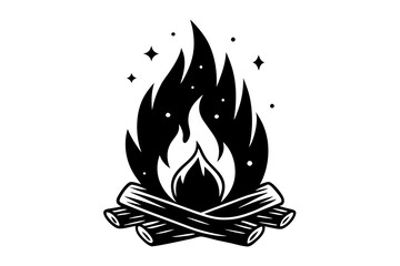 Campfire icon, bonfire vector silhouette, fire vector


