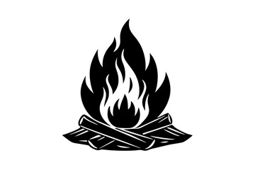 Campfire icon, bonfire vector silhouette, fire vector


