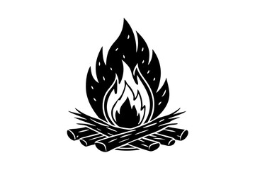 Campfire icon, bonfire vector silhouette, fire vector


