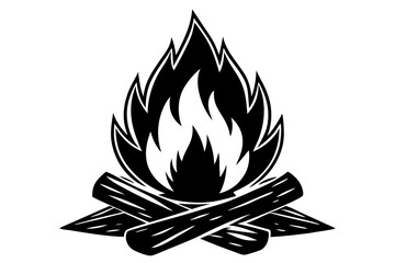 Campfire icon, bonfire vector silhouette, fire vector


