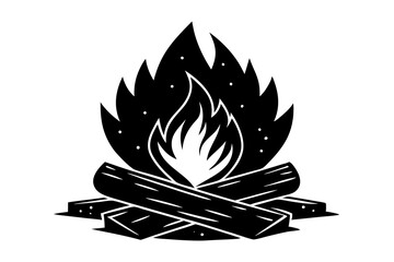 Campfire icon, bonfire vector silhouette, fire vector


