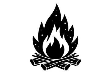 Campfire icon, bonfire vector silhouette, fire vector



