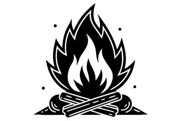 Campfire icon, bonfire vector silhouette, fire vector


