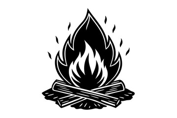 Campfire icon, bonfire vector silhouette, fire vector


