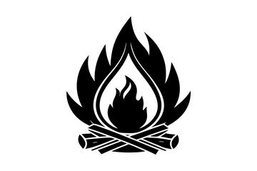 Campfire icon, bonfire vector silhouette, fire vector


