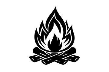 Campfire icon, bonfire vector silhouette, fire vector


