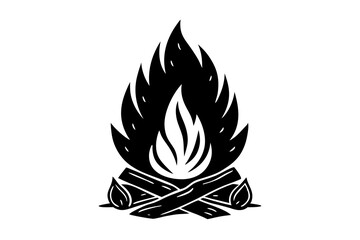 Campfire icon, bonfire vector silhouette, fire vector


