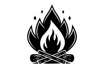 Campfire icon, bonfire vector silhouette, fire vector


