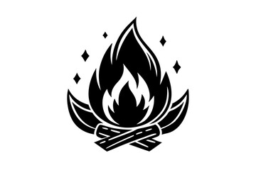 Campfire icon, bonfire vector silhouette, fire vector


