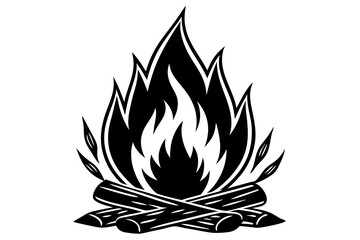 Campfire icon, bonfire vector silhouette, fire vector


