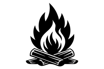 Campfire icon, bonfire vector silhouette, fire vector


