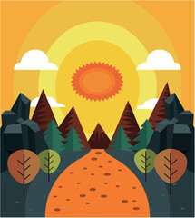 Autumn warm colors vector illustration background