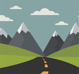 highway landscape mountains vector illustration