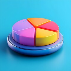 Obraz premium Colorful Pie Chart on Blue Background for Business Data