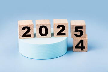 symbolize the change from 2024 to the new year 2025. 2025 happy new year concept.