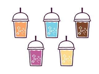 かわいいクリームソーダのイラストいろいろセット／手書きイラストベクター素材