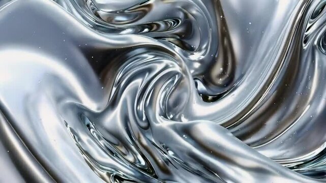 Abstract silver liquid metal background with ripples and reflections.