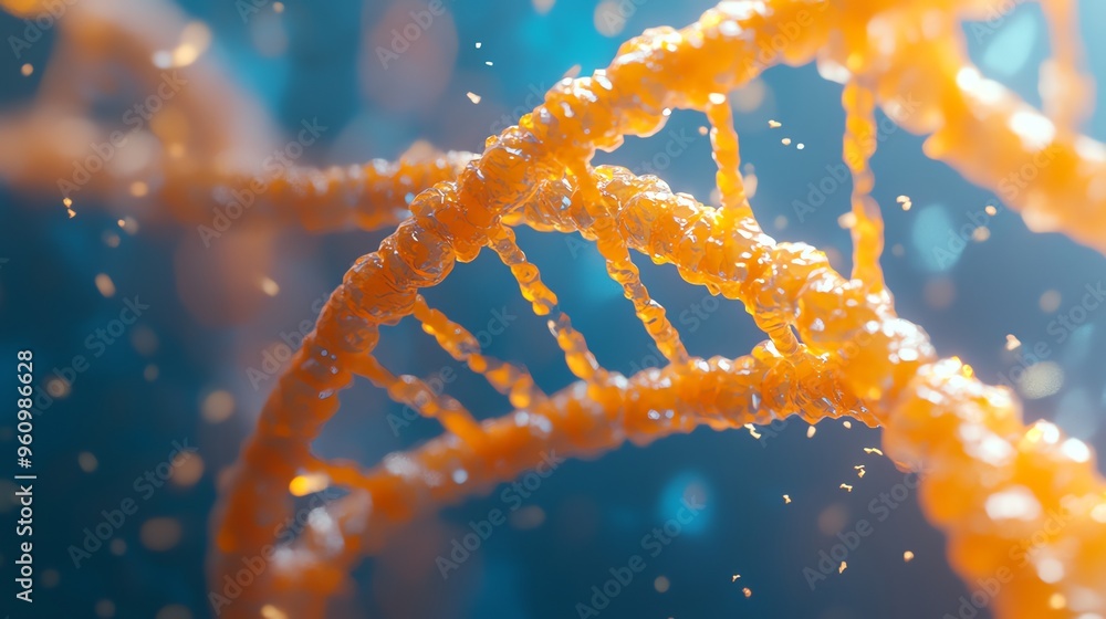 Poster a close-up 3d rendering of a dna strand.