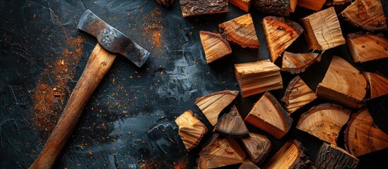 Firewood and an Axe Ready for Winter