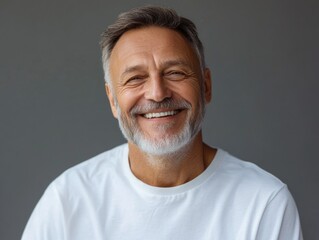 Fototapeta premium Mature Man with Beard and Mustache, Posing for a Portrait