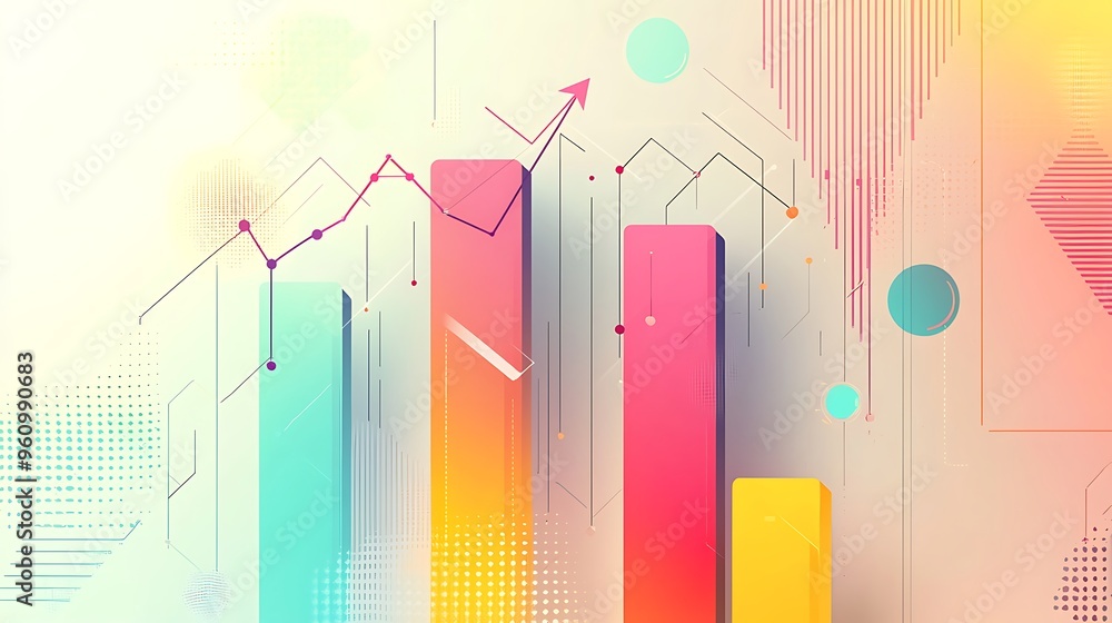 Poster bars and arrows combine in a sleek geometric design, representing progress and ambition.