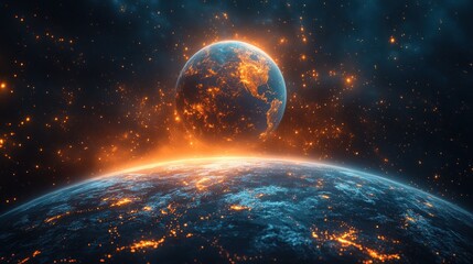 Fototapeta premium A Futuristic View of Earth From Space