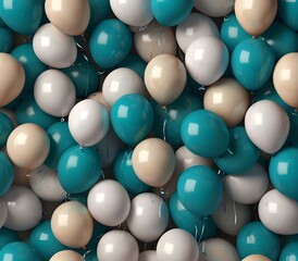 Colorful Festival Balloons in Teal, Turquoise and White. Contemporary Background. ai generate

