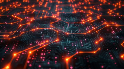 Obraz premium Abstract Circuit Board with Glowing Lines