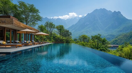 Naklejka premium Infinity Pool with Mountain View
