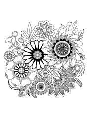 Hand drawn entangle flowers and leaves for adult