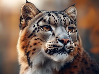 Focused Close Up of a Snow Leopard, Panthera uncia, in the Wilderness