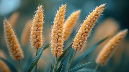 Golden Spikes in a Green Meadow