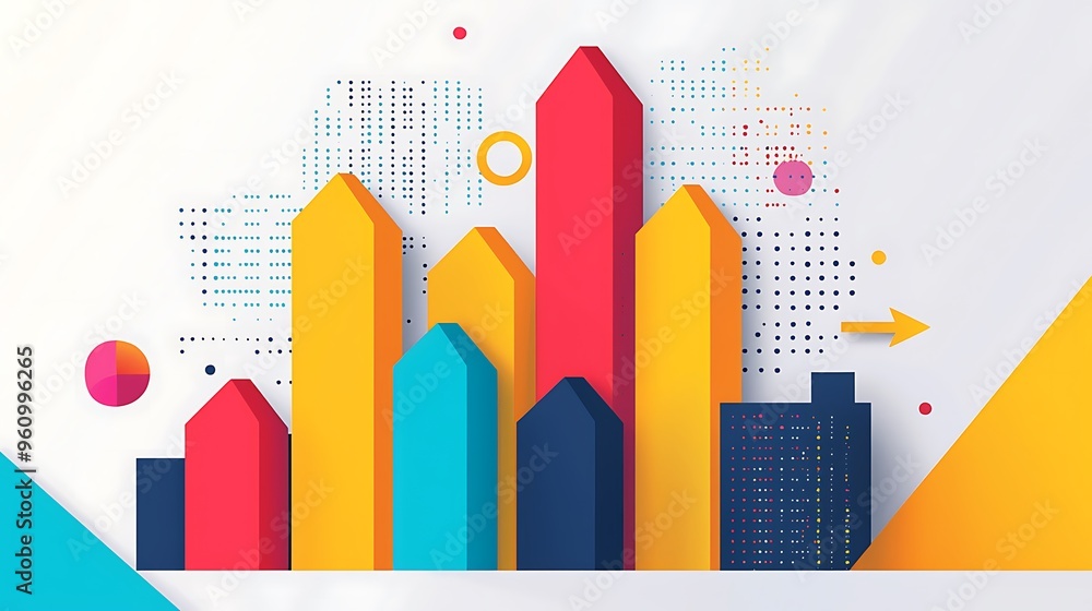 Poster abstract geometric shapes in a colorful 3d design pop against a minimalist white background, blendin