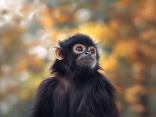 Fototapeta premium Portrait of a Tropical Spider Monkey, Close Up in Natural Surroundings