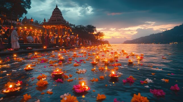 Sacred illumination: Sharad Purnima festival, celebrating full moon night with divine reverence, honoring Hindu deities through fasting, offerings, reflecting rich tapestry of cultural practices,