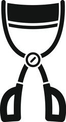 Black glyph icon for an eyelash curler, a beauty tool used for curling eyelashes