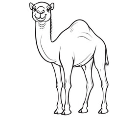 Camel cartoon illustration coloring page of a cute camel